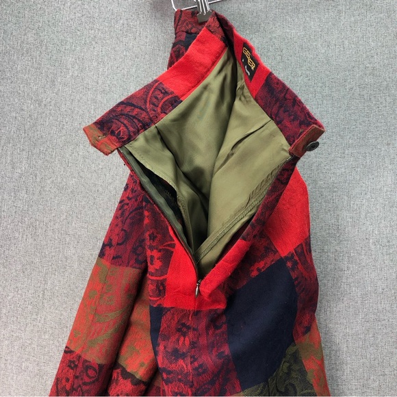 Geiger Vintage Women’s Floral Paisley Pleated Plaid Skirt with Belt Size 36 - Picture 4 of 8